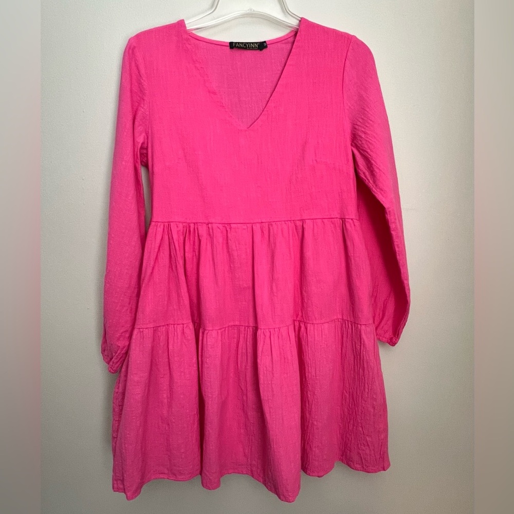 Hot Pink Ruffle Dress Medium